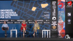 Le professoresse Giovanna Iannantuoni (CRUI-Bicocca) ed Elena Beccalli (Cattolica) al Meeting di Rimini 2025