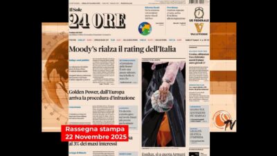 Rassegna stampa di oggi, 22 novembre 2025: Moody’s premia l’Italia, il piano per l’Ucraina
