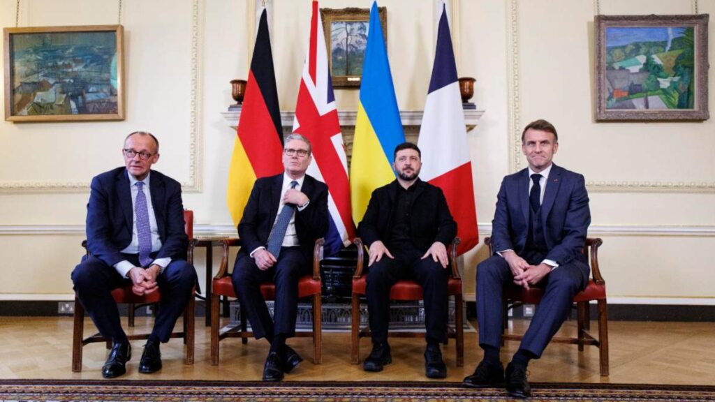 Zelensky con Merz, Starmer e Macron